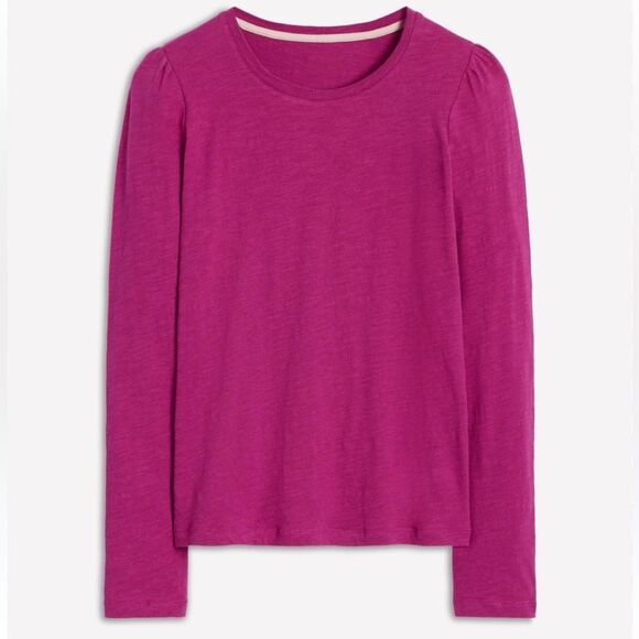 Boden Cotton & Modal Crew Long Sleeve Top in Rich Magenta size 4- like new! - Picture 7 of 10